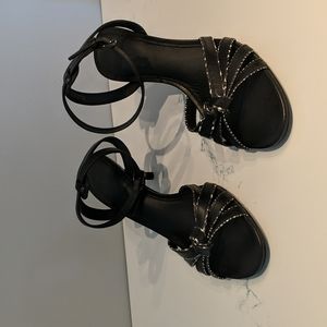 Ladies Coach "Meg Matte Calf" Sandals, Size 7M, black & white.